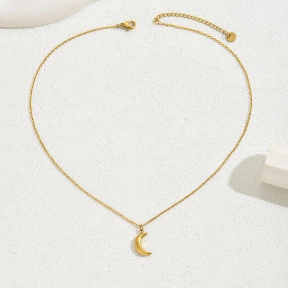⚡Gold Necklace for Women 18K Plated Crescent Moon Sun Horse Shoe Horn Pendant - Picture 6 of 7